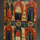 Griechische Ikone "Sechs Heilige", Anfang 19.Jh., Eitempera/Kreidegrund auf Holz, 43x28cm, Altersspuren - фото 1