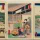 3 Utagawa Hiroshige II (1829-1869) Farbholzschnitte aus Tôkaidô Meisho fûkei (Berühmte Ansichten des Tôkaido) 1863, je sign. Hiroshige ga: "Tôkaidô Meisho no uchi - Shiba Zojoji" (Zojoji Tempel in Shiba), Verle… - фото 1