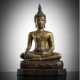 Gold und rot lackierte Bronze des Buddha Shakyamuni - фото 1