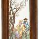 CHINESE WOODEN PANEL WITH FIGURAL SCENE ON PORCELAIN - photo 1