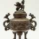 CHINESE BRONZE INCENSE BURNER WITH MYTHICAL CREATURES - photo 1