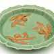 CHINESE CELADON BISCUIT RELIEF DECOR DISH - photo 1