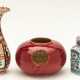 2 CHINESE PORCELAIN VASES AND 1 LIDDED TIN - photo 1