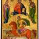 LARGE GREEK ICON SHOWING THE DEESIS AND ST. DEMETRIOS - photo 1