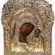 MAGNIFICENT RUSSIAN GILDED SILVER OKLAD ICON SHOWING THE MOTHER OF GOD KASANSKAYA - photo 1