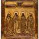 VERY RARE STUCCO-ICON SHOWING ST. BARBARA, ST. SERGIUS (?), ST. JOHN THE BAPTIST AND ST. CATHERINE - photo 1