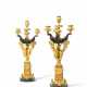 A PAIR OF ITALIAN PATINATED-BRONZE AND ORMOLU-MOUNTED GIALLO DI SIENA FOUR-LIGHT CANDELABRA - фото 1