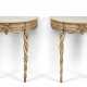 A PAIR OF ITALIAN WHITE-PAINTED AND PARCEL-GILT CONSOLES - фото 1