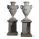 A PAIR OF NEOCLASSICAL GREY-VEINED MARBLE VASES - фото 1