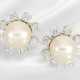 Earrings: classic white gold vintage pearl/brillia… - фото 1