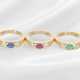 Ring: 3 high-quality, gold band rings set with rub… - фото 1