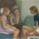 GRIGORIEV, SERGEI (1910-1988) Girls Listening to Music , signed and dated 1981, also further signed, titled in Cyrillic, numbered "1343" and dated on the reverse. - Foto 1