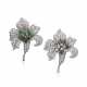 NO RESERVE - PAIR OF DIAMOND/EMERALD BROOCHES - photo 1