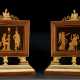 A PAIR OF ROYAL ITALIAN ORMOLU-MOUNTED AMARANTH, MARQUETRY AND WHITE MARBLE TABLE SCREENS - photo 1