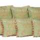 A GROUP OF SEVEN EMBROIDERED GREEN SILK DAMASK CUSHIONS - photo 1