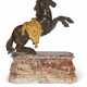 A FRENCH ORMOLU AND PATINATED BRONZE FIGURE OF A REARING HORSE - фото 1