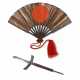 A GOLD-AND-SILVER-INLAID IRON COMMAND FAN AND AN IRON JUMONJI YARI - photo 1