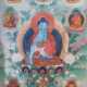 Thangka mit 7 Medizinbuddhas wohl Tibet, 19./20. Jh., Stoff… - Foto 1