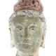 Buddhistische Kopfplastik mit Glasaugen Stucco modelliert au… - фото 1