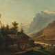 Maler des 19. Jh. ''Alpine Landschaft'', Bauernhaus mit Pers… - Foto 1