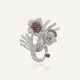 NO RESERVE - BROCHE 'FLEURS' RUBIS ET DIAMANTS - Foto 1