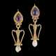 A PAIR OF GREEK GOLD GARNET AND SHELL EARRINGS - фото 1