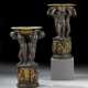A LARGE PAIR OF REGENCY PATINATED AND LACQUERED-GILT-BRONZE FIGURAL TAZZE - фото 1