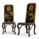 A PAIR OF GEORGE I BLACK, RED AND GILT CHINESE LACQUER AND JAPANNED HALL CHAIRS - photo 1