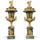 A PAIR OF LARGE EMPIRE ORMOLU-MOUNTED PATINATED-BRONZE AND VERDE ANTICO URNS AND COVERS - фото 1