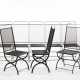 Eight chairs of the series "Nonaro". Produced by Azucena,, 1970s/1980s. Metallised grey iron. (40x100x50 cm.) (slight defects) | | Literature | Azucena. Mobili e oggetti, Catalogo del produttore, Milano, s.d. [2012], pp. 214-215 - Foto 1