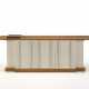 Custom-designed sideboard. How, 1970s. White lacquered wooden frame, anodised aluminium handles. Veneered light wooden base and shelf. (200x69x47 cm.) (slight defects) | | Provenance | Private collection, Como - photo 1