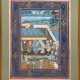 "Vielfigürliche, orientalische Palastszene", Seidenmalerei, 49x34,5 cm, im Passepartout hinter Glas und Rahmen - photo 1