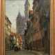 Wendel, Karl (1878-1943 Berlin) "Weberstraße in Braunschweig", Öl/ Lw., 1 Hinterlegung, sign. u.l., rückseitig auf Keilrahmen bez., 67x55,5 cm, Rahmen - Foto 1