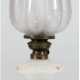 Petroleum-Lampe, opakes Glas mit Floralbemalung, Glaszylinder und Mattglasschirm, H. 50 cm - photo 1