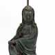 Buddha als Lampenfuß, Bronze grün patiniert, 1-flammig, Ges.-H. 47 cm - Foto 1