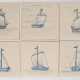 6 Fliesenuntersetzer, Weimarer Kunstwerkstätte, mit gemalten Segelboot-Motiven, 1x repariert, je 7,5x7,5 cm - photo 1