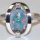 Opal-Brillant-Ring, 750er WG, ovaler Ringkopfbogen, mit ovaler Opaldoublette und 2 Brillanten, moderne Ausführung, Ges.-Gew. 5,3 g, RG 59 - photo 1
