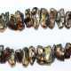 Collier, echte Keshi-Perlen, grün/ gold, Magnetverschluss 925er Silber, vergoldet und mattiert, Länge der Perlen ca. 15-16 mm, Länge der Kette ca. 42cm - фото 1