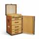 AN ORANGE VUITTONITE CANVAS DESK TRUNK FOR LINEN WITH BRASS HARDWARE - фото 1