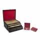 A GROUP OF TWO: A BLACK VUITTONITE CANVAS JEWELRY CASE & A RED VUITTONITE CANVAS SMALL JEWELRY CASE WITH SILVER HARDWARE - Foto 1