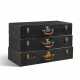 A GROUP OF THREE: A BLACK VUITTONITE CANVAS STACKABLE CAR TRUNKS WITH BRASS HARDWARE - photo 1