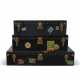 A GROUP OF THREE: A BLACK VUITTONITE CANVAS STACKABLE CAR TRUNKS WITH BRASS HARDWARE - photo 1