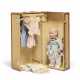 RARE, RUSTIC CANVAS DOLL WARDROBE TRUNK WITH METAL HARDWARE - photo 1