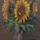 Italienischer Künstler 20. Jh. "Sonnenblumenstrauß in Vase", Öl/ Sperrholzplatte, undeutl. sign. u.l., 50,5x34,5 cm, Rahmen - Foto 1
