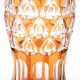 Jugendstil-Vase, Haida um 1910, farbloses Glas mit orangerotem Überfang und ornamentalem Dekorschliff, Boden mit Sternschliff, H. 18,5 cm - Foto 1