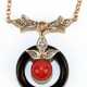 Collier, 585er RG/ WG 14 kt., 6,5 g, Koralle, Onyx, Diamanten ca. 0,28 ct., - Foto 1