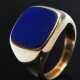 Gelbgold 585 Siegelring mit ungravierter Lapislazuli Platte, 12,7g, Gr. 57, starke Tragespuren - photo 1