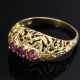 Gelbgold 750 Ring mit floral durchbrochenem Ringkopf und 3 Rubinen, 3,3g, Gr. 53,5 - photo 1