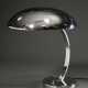 Chrom Schreibtischlampe in Idell Art, Metall verchromt, verstellbar, H. 43cm, Ø Schirm 33,5cm, Druckstelle - photo 1