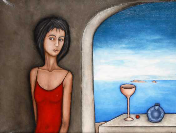 Gemalde Bild Frau Mit Federschmuck Kunstler Slavko Radisic